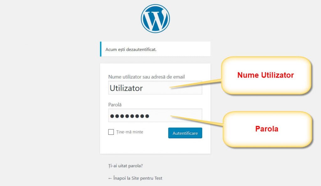 Autentificare WordPress