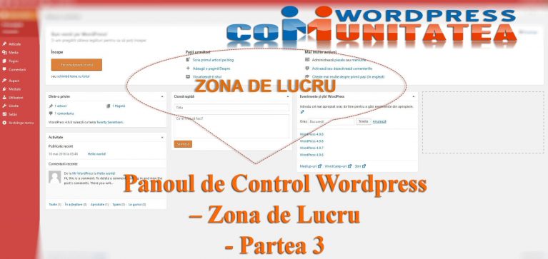 Panoul de Control Wordpress – Zona de Lucru - Partea 3