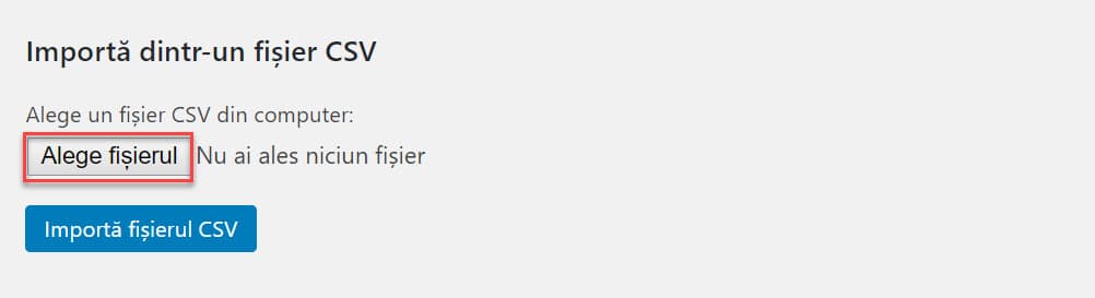 Import dintr-un fișier csv