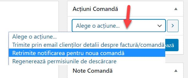 Acțiuni Comandă