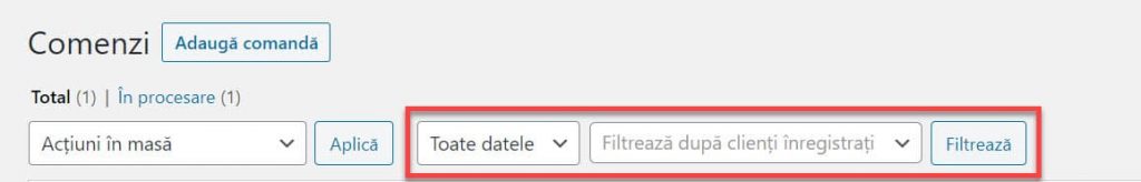 Filtrați comenzile