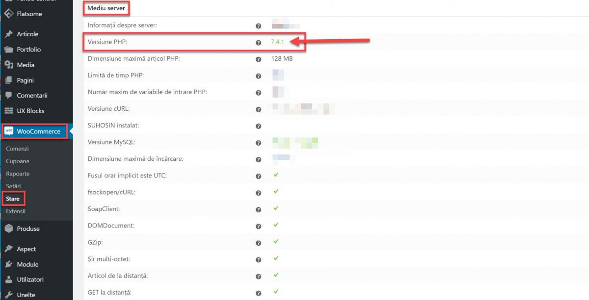 Versiunea PHP