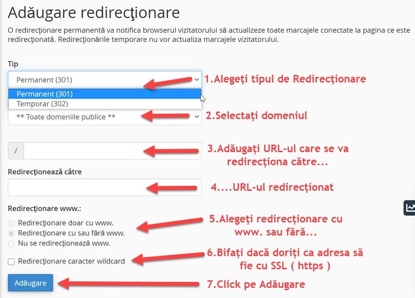 Adăugare Redirecționare