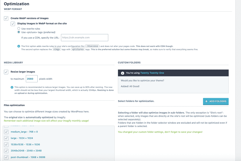 Setări Optimizare Imagify Setări Optimizare Imagify