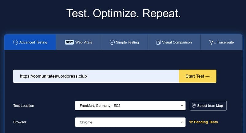 Test pe WebPageTest