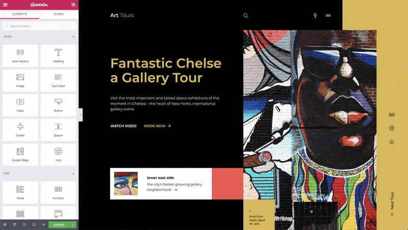 Modul întunecat în Elementor