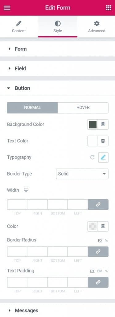 Stil de Buton Pentru Formular în Elementor