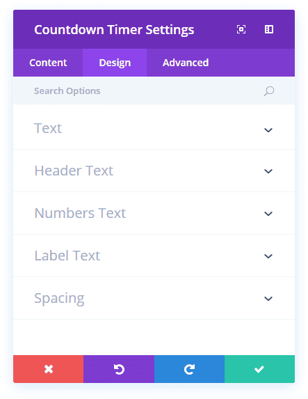 Opțiuni de Design Pentru Modulul Countdown Timer Divi
