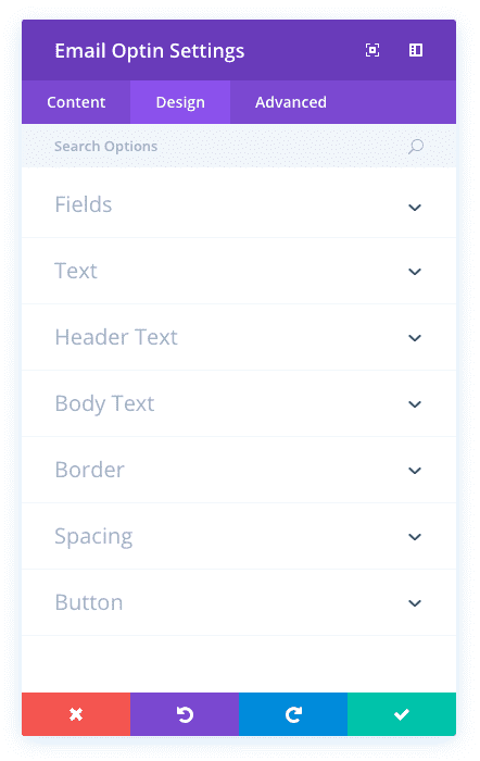 Opțiuni de Design Pentru Modulul Divi Email Optin