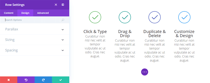 Setările de Design Pentru Rânduri Divi