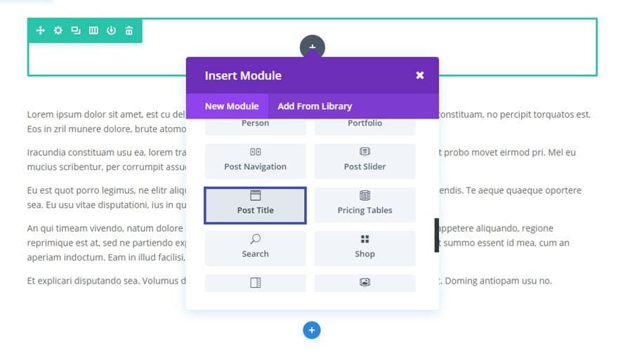 Înserați Modulul Titlu Post Divi