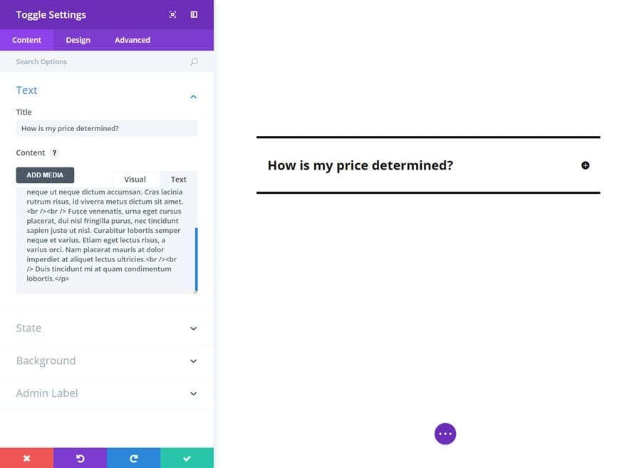 Apoi adăugați Modulul Toggle Divi sub Divizorul