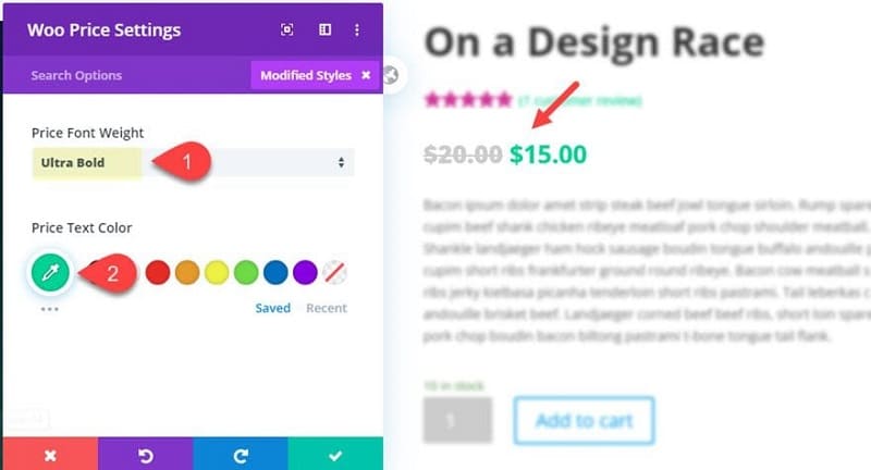 Setările modulului Woo Price