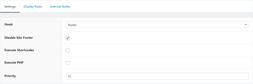 Dezactivați subsolul site-ului