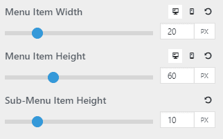 Element de Meniu Înălțime și Lățime