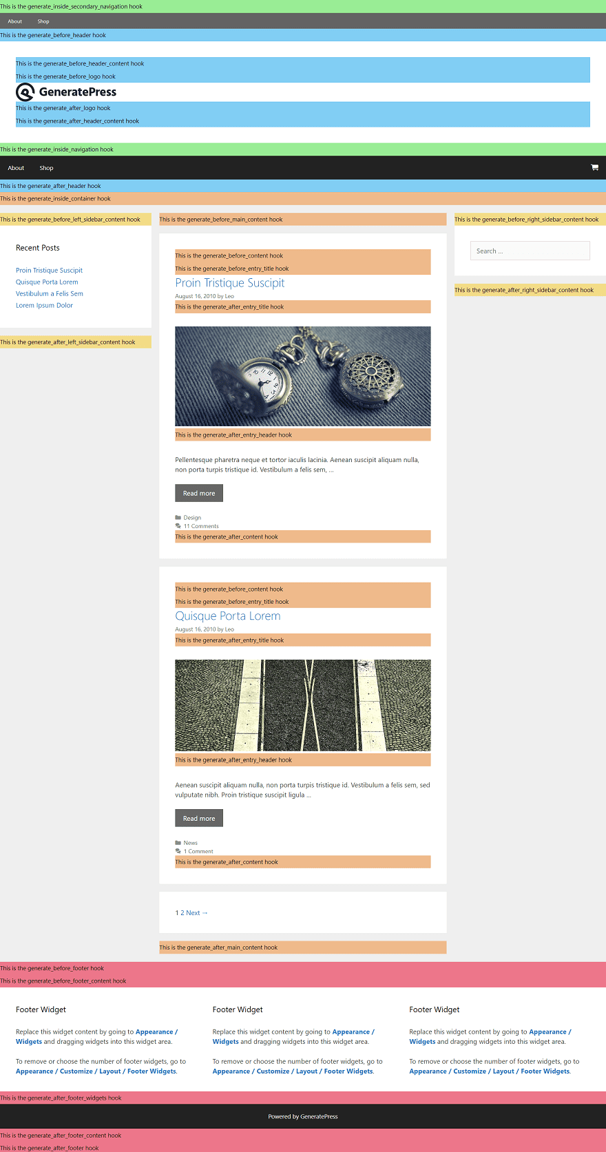 Hooks Pagina Postărilor