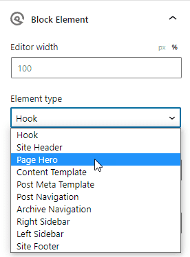 Selectați Page Hero
