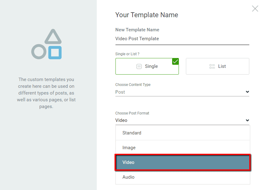 Alegeți un format Video-Audio-Posts