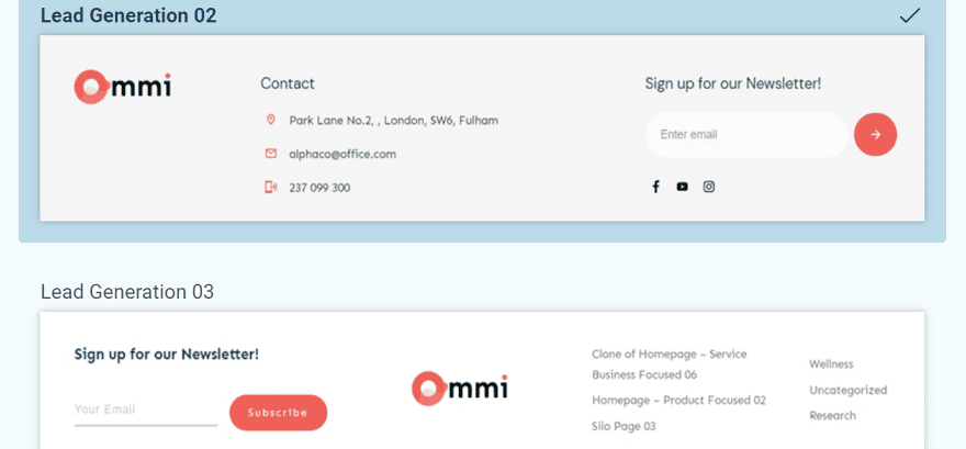 Alegeți un Subsol ( Footer )