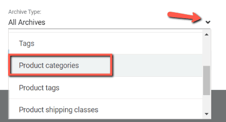 Selectați câmpul Categorii de produse