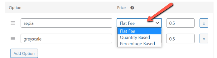 Opțiuni pentru Preț