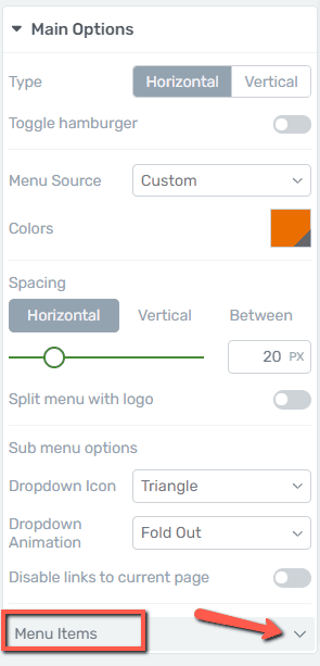 Accesați Elemente de Meniu
