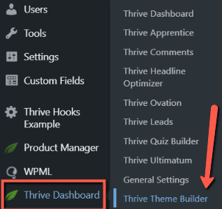 Clic pe Thrive Theme Builder