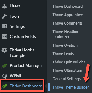 Accesați Thrive Theme Builder
