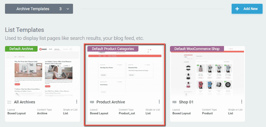 Șabloane Categorii de produse